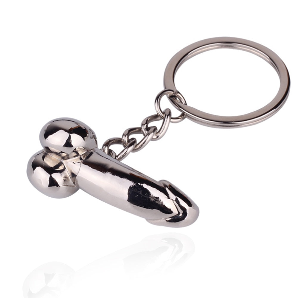 Silver Cock Keychain