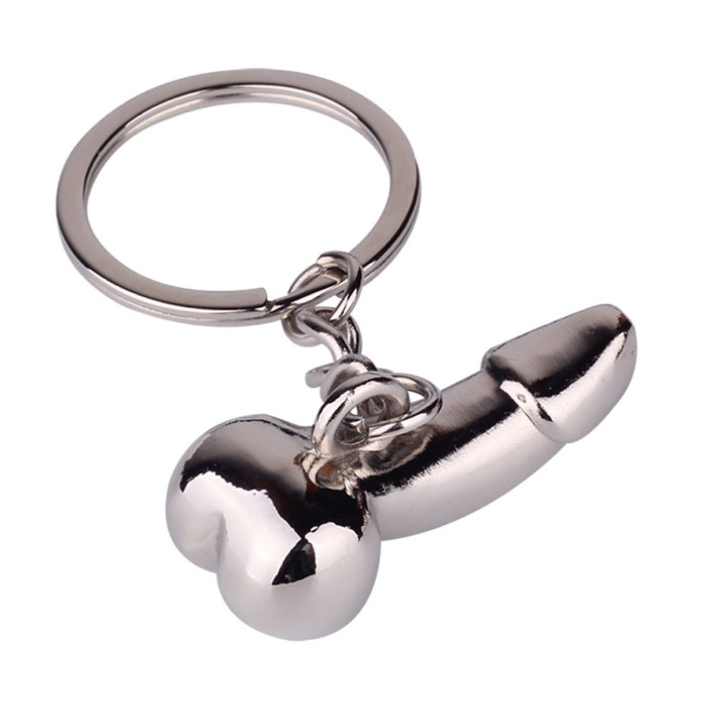 Silver Cock Keychain