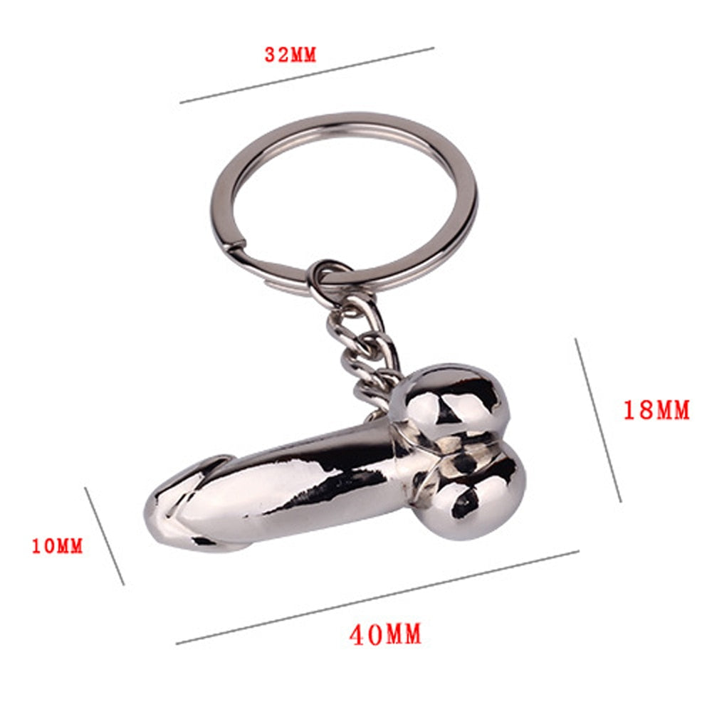 Silver Cock Keychain